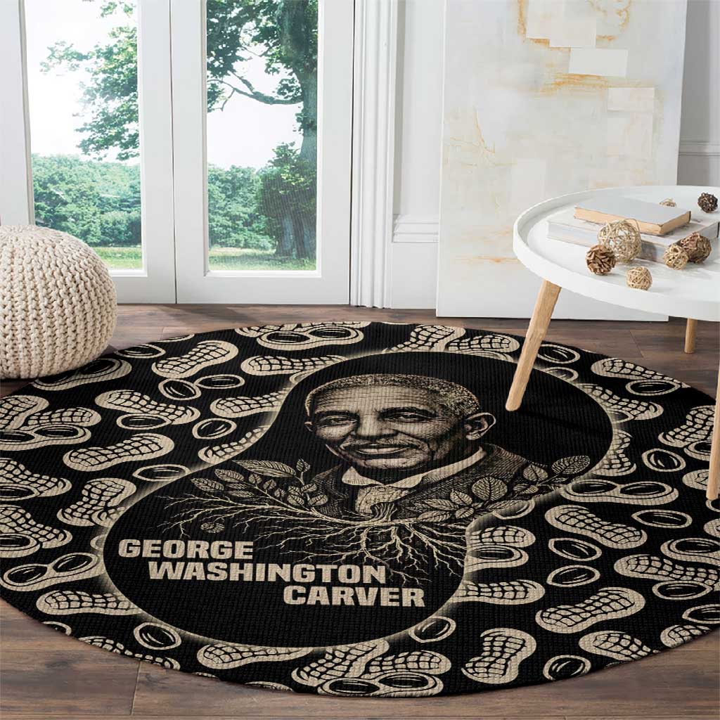 George Washington Carver Round Carpet Peanut From Soil Comes Knowledge Quote and Agricultural Roots - African Pride