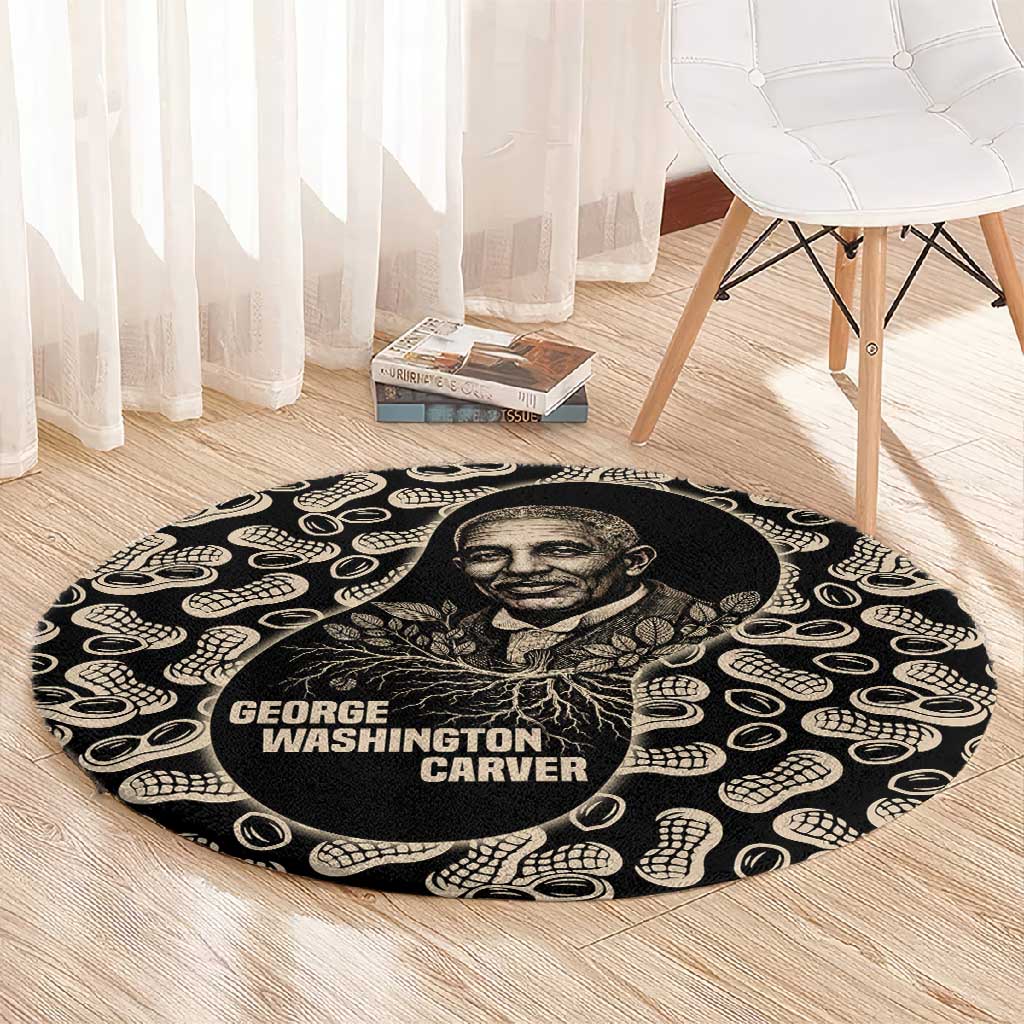 George Washington Carver Round Carpet Peanut From Soil Comes Knowledge Quote and Agricultural Roots - African Pride
