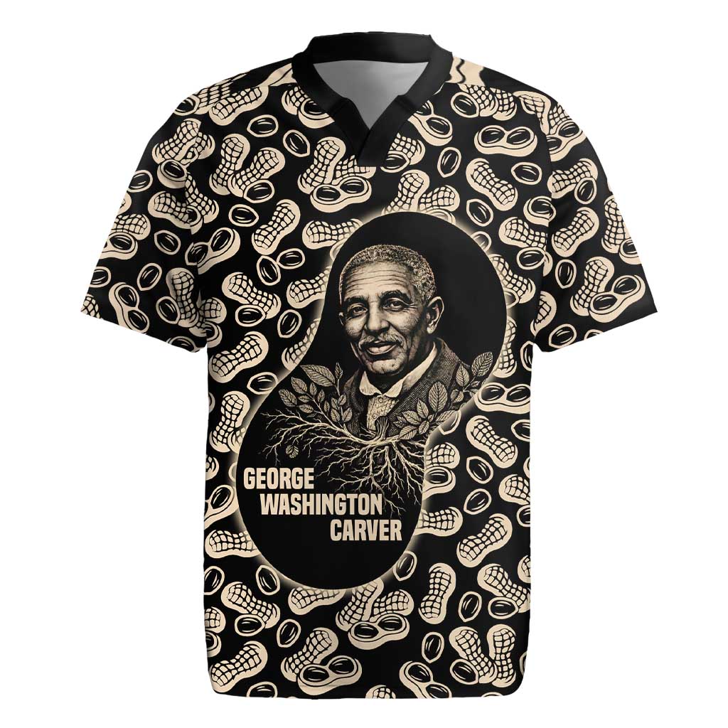 George Washington Carver Rugby Jersey Peanut From Soil Comes Knowledge Quote and Agricultural Roots - African Pride