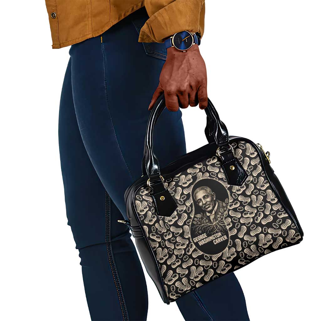George Washington Carver Shoulder Handbag Peanut From Soil Comes Knowledge Quote and Agricultural Roots - African Pride