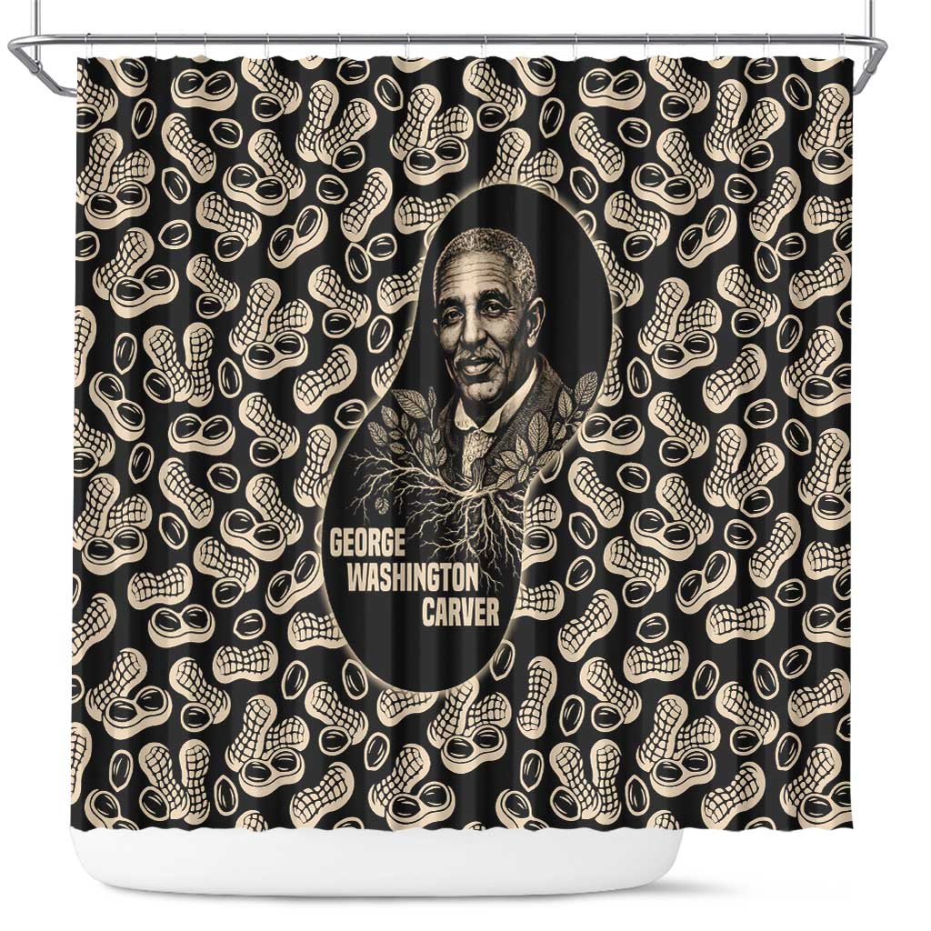 George Washington Carver Shower Curtain Peanut From Soil Comes Knowledge Quote and Agricultural Roots - African Pride