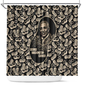 George Washington Carver Shower Curtain Peanut From Soil Comes Knowledge Quote and Agricultural Roots - African Pride