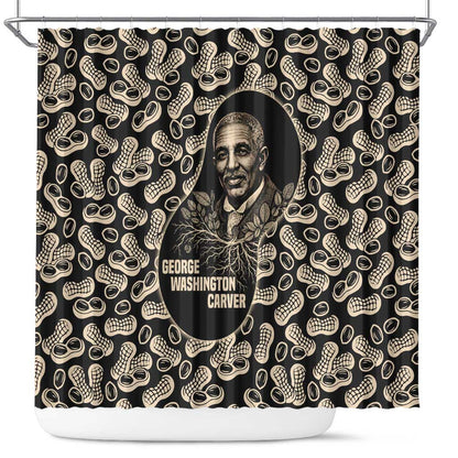 George Washington Carver Shower Curtain Peanut From Soil Comes Knowledge Quote and Agricultural Roots - African Pride