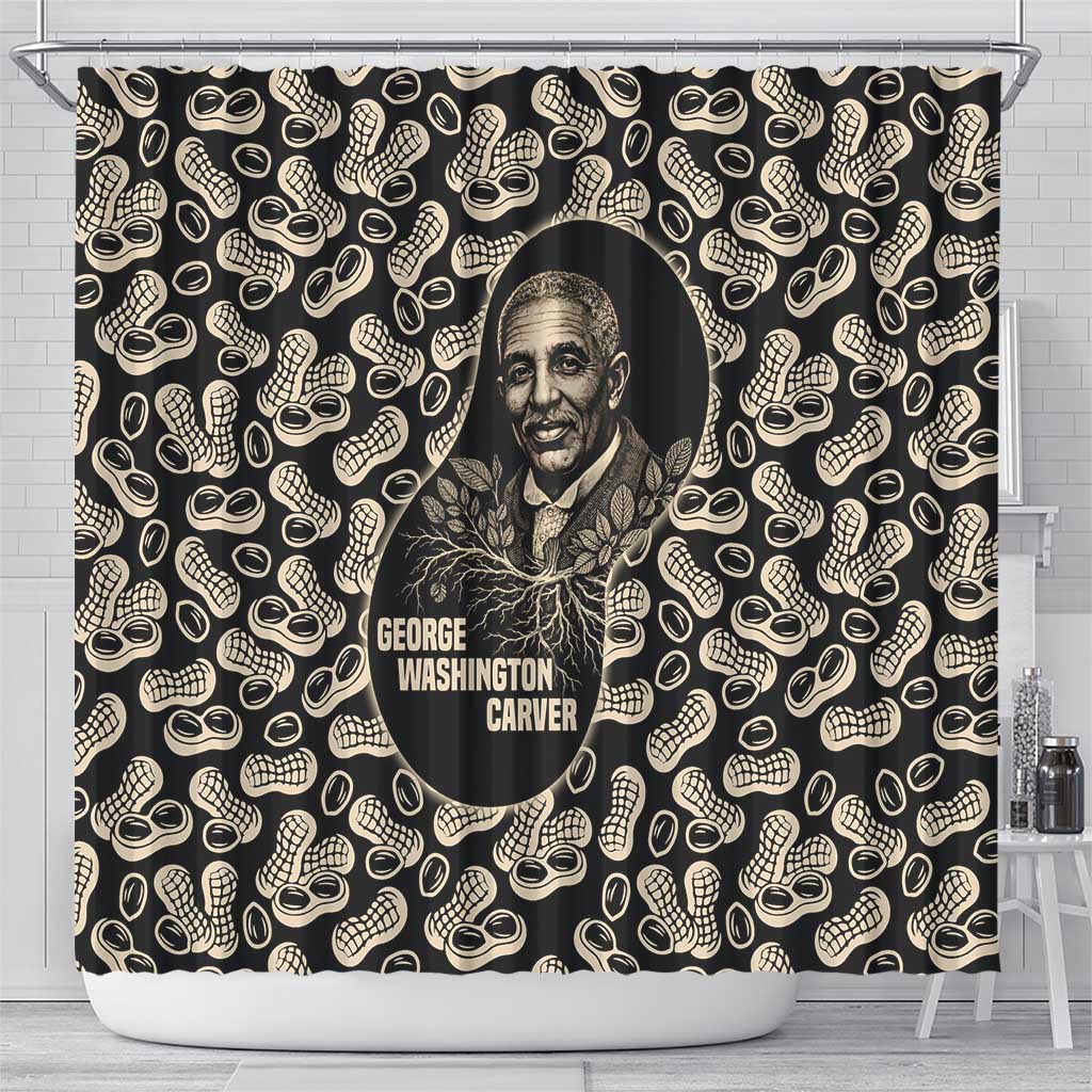 George Washington Carver Shower Curtain Peanut From Soil Comes Knowledge Quote and Agricultural Roots - African Pride