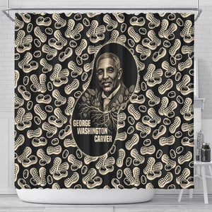 George Washington Carver Shower Curtain Peanut From Soil Comes Knowledge Quote and Agricultural Roots - African Pride