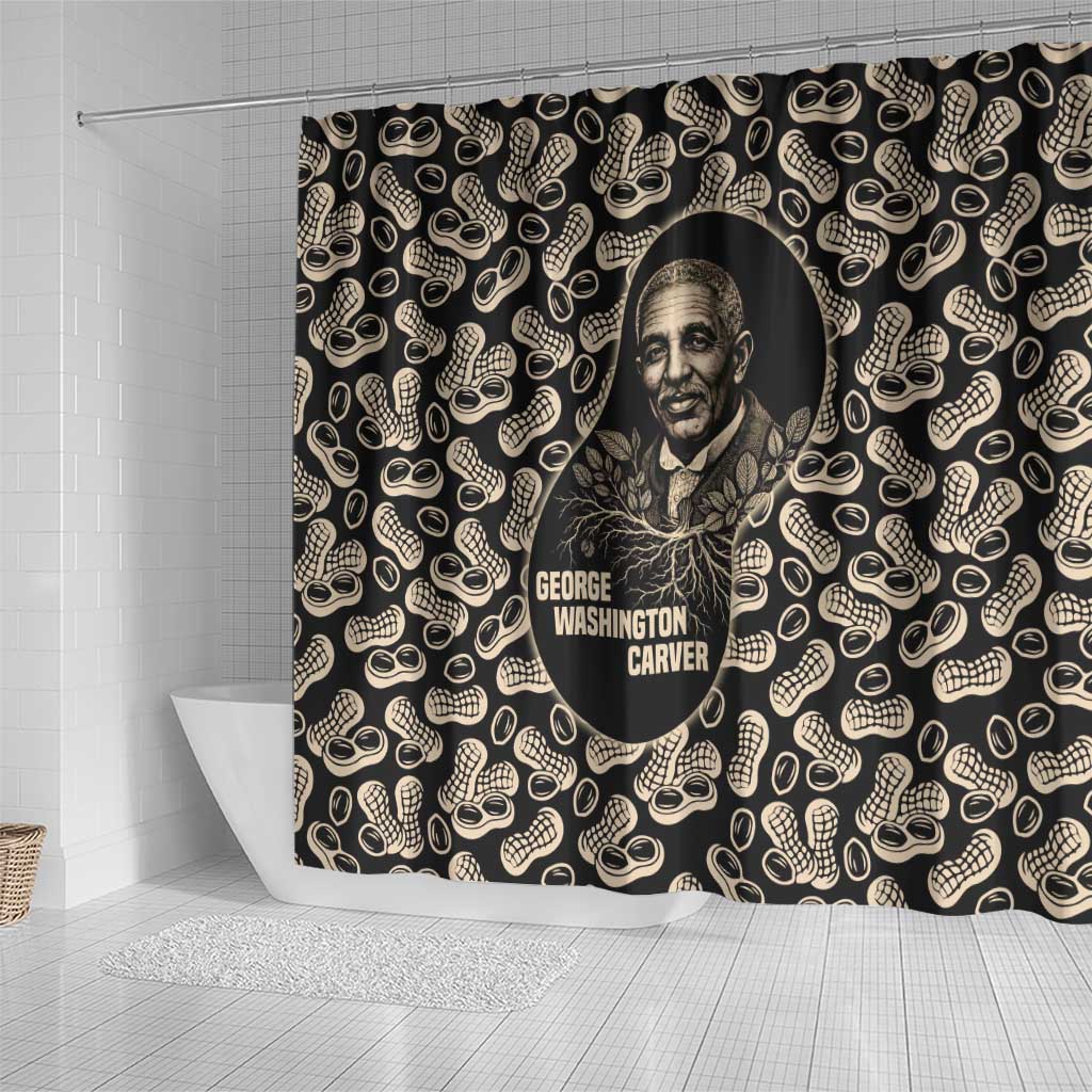George Washington Carver Shower Curtain Peanut From Soil Comes Knowledge Quote and Agricultural Roots - African Pride