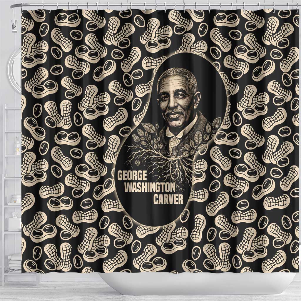 George Washington Carver Shower Curtain Peanut From Soil Comes Knowledge Quote and Agricultural Roots - African Pride