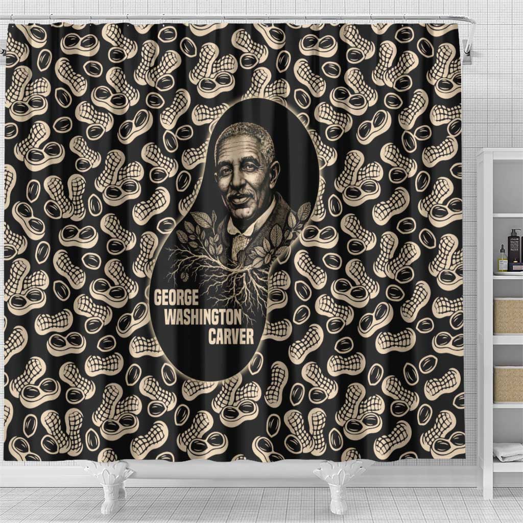 George Washington Carver Shower Curtain Peanut From Soil Comes Knowledge Quote and Agricultural Roots - African Pride