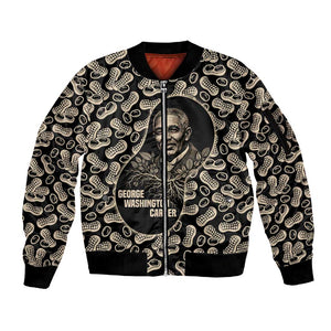George Washington Carver Sleeve Zip Bomber Jacket Peanut From Soil Comes Knowledge Quote and Agricultural Roots - African Pride