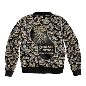 George Washington Carver Sleeve Zip Bomber Jacket Peanut From Soil Comes Knowledge Quote and Agricultural Roots - African Pride