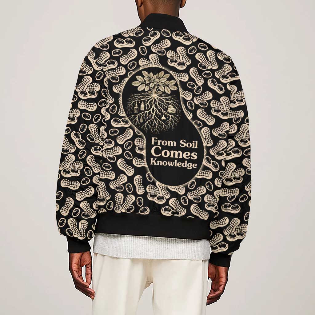 George Washington Carver Sleeve Zip Bomber Jacket Peanut From Soil Comes Knowledge Quote and Agricultural Roots - African Pride