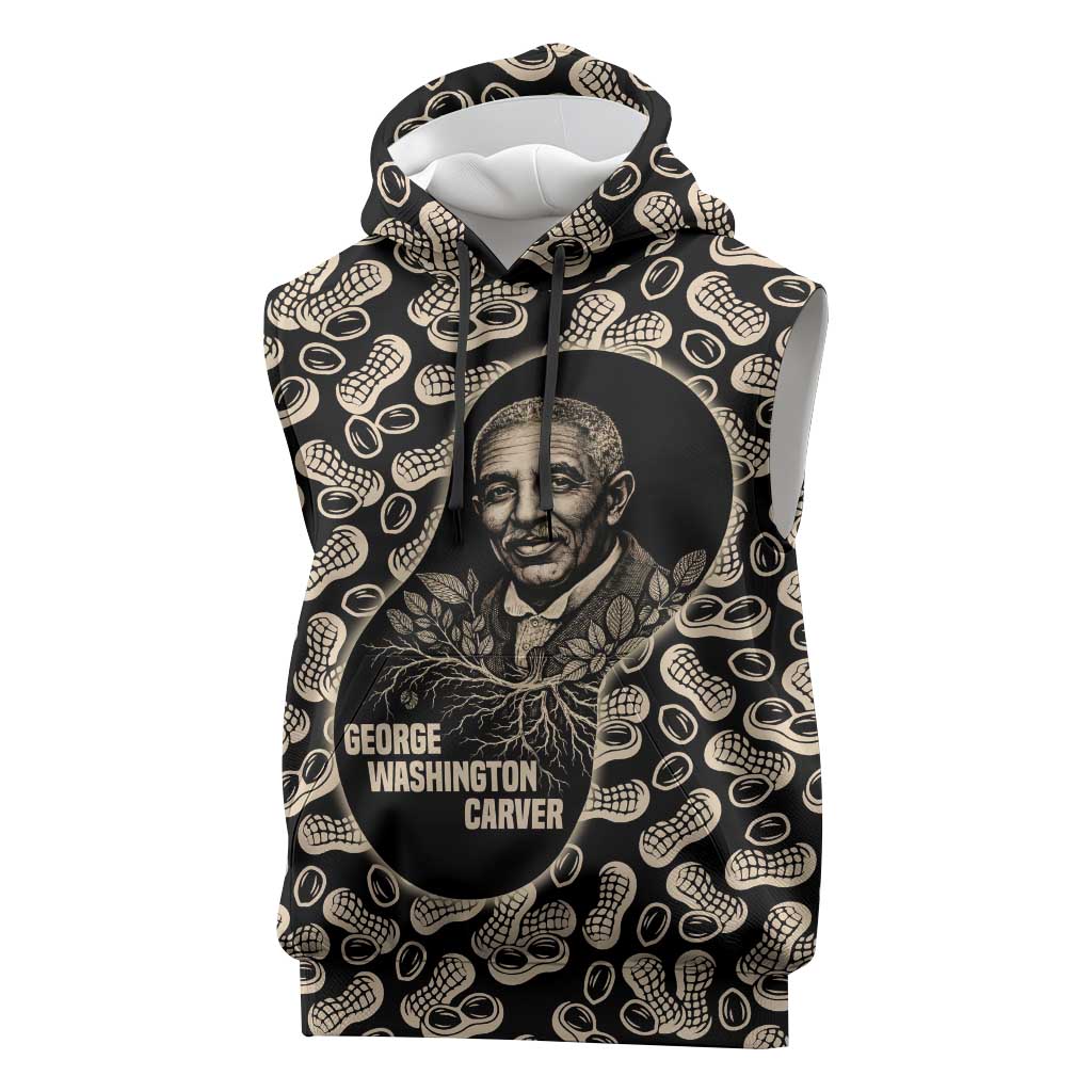 George Washington Carver Sleeveless Hoodie Peanut From Soil Comes Knowledge Quote and Agricultural Roots - African Pride