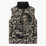 George Washington Carver Sleeveless Puffer Jacket Peanut From Soil Comes Knowledge Quote and Agricultural Roots - African Pride