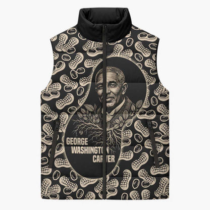 George Washington Carver Sleeveless Puffer Jacket Peanut From Soil Comes Knowledge Quote and Agricultural Roots - African Pride