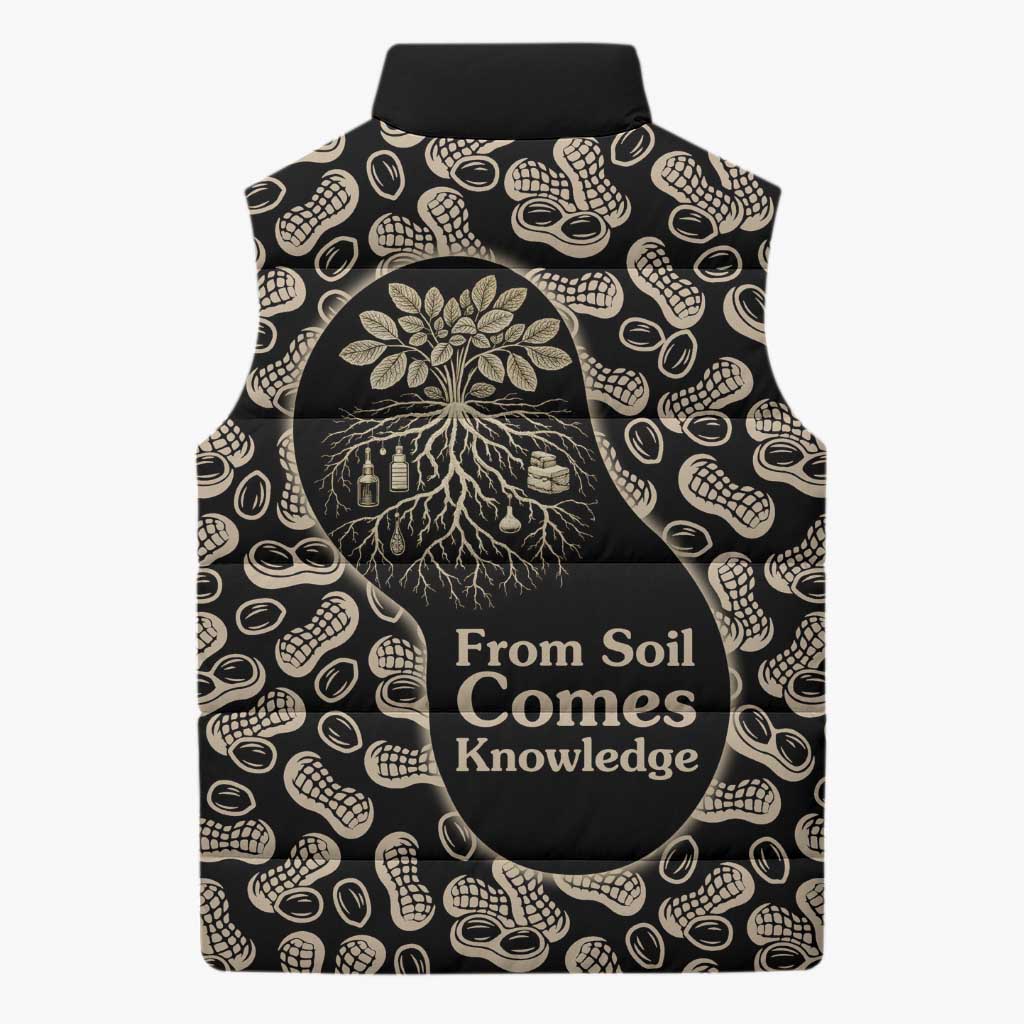 George Washington Carver Sleeveless Puffer Jacket Peanut From Soil Comes Knowledge Quote and Agricultural Roots - African Pride