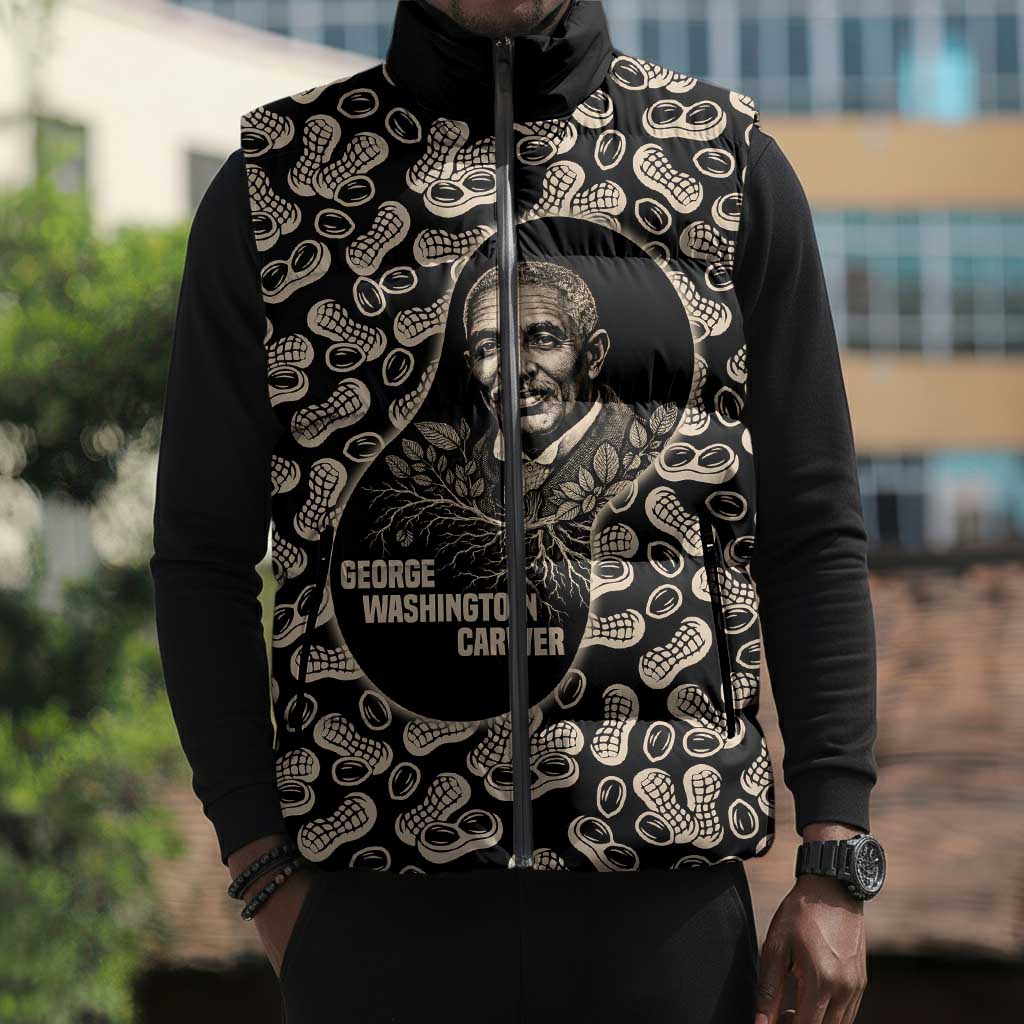 George Washington Carver Sleeveless Puffer Jacket Peanut From Soil Comes Knowledge Quote and Agricultural Roots - African Pride