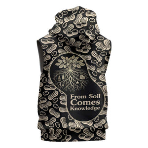 George Washington Carver Sleeveless Zip Hoodie Peanut From Soil Comes Knowledge Quote and Agricultural Roots - African Pride