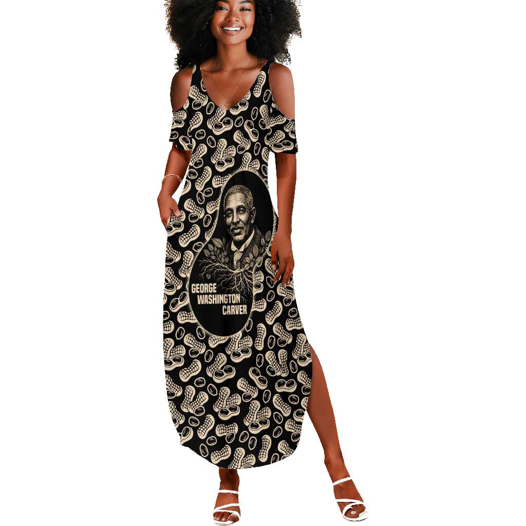 George Washington Carver Summer Maxi Dress Peanut From Soil Comes Knowledge Quote and Agricultural Roots - African Pride