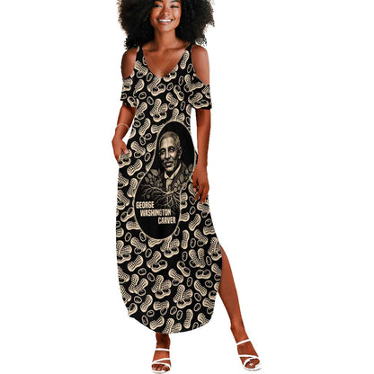 George Washington Carver Summer Maxi Dress Peanut From Soil Comes Knowledge Quote and Agricultural Roots - African Pride