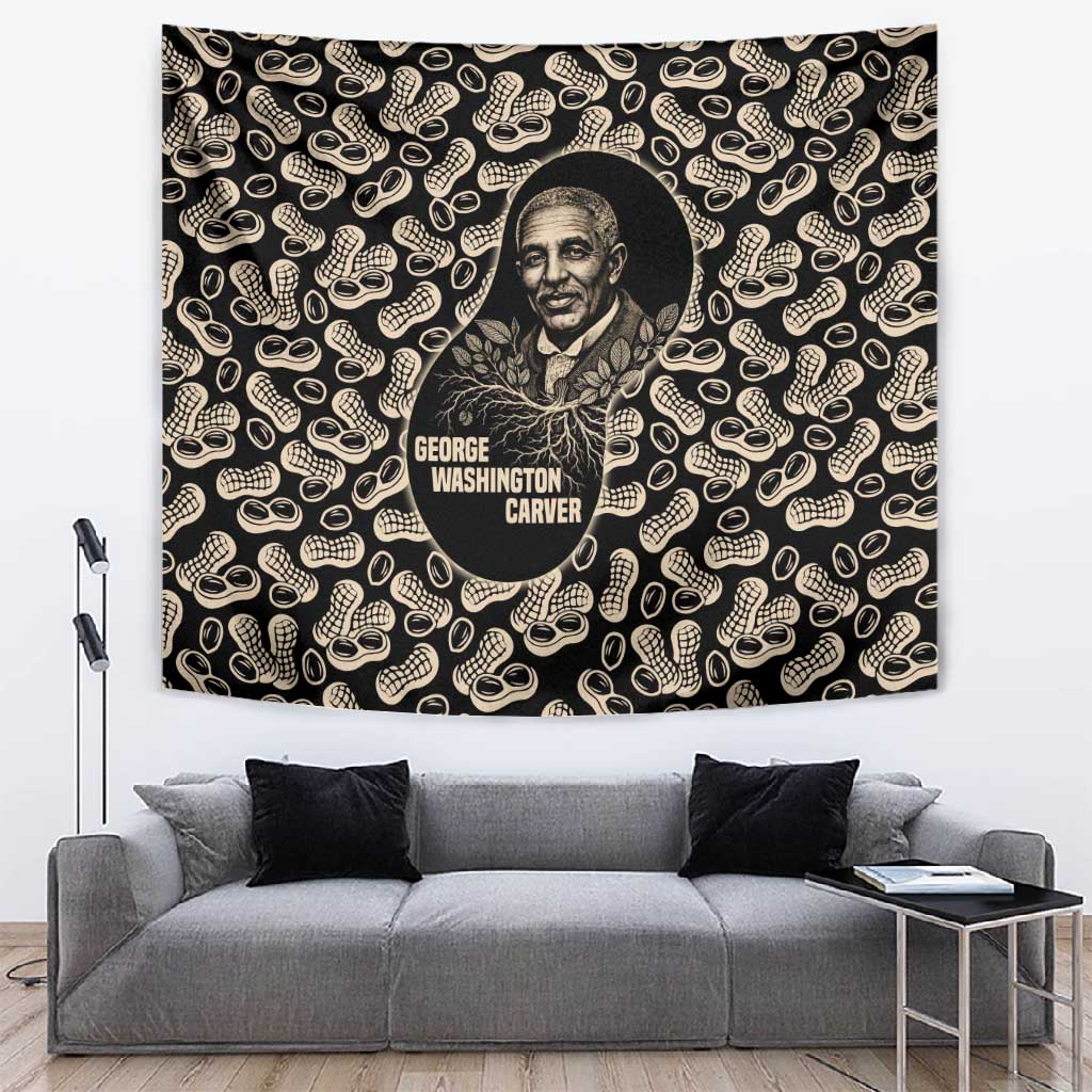 George Washington Carver Tapestry Peanut From Soil Comes Knowledge Quote and Agricultural Roots - African Pride