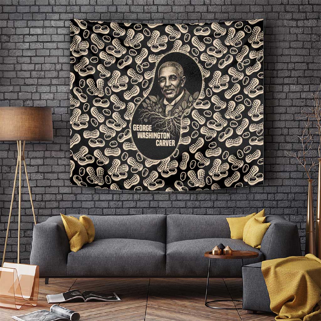 George Washington Carver Tapestry Peanut From Soil Comes Knowledge Quote and Agricultural Roots - African Pride
