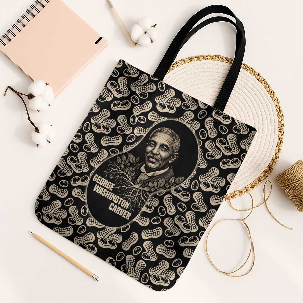 George Washington Carver Tote Bag Peanut From Soil Comes Knowledge Quote and Agricultural Roots - African Pride