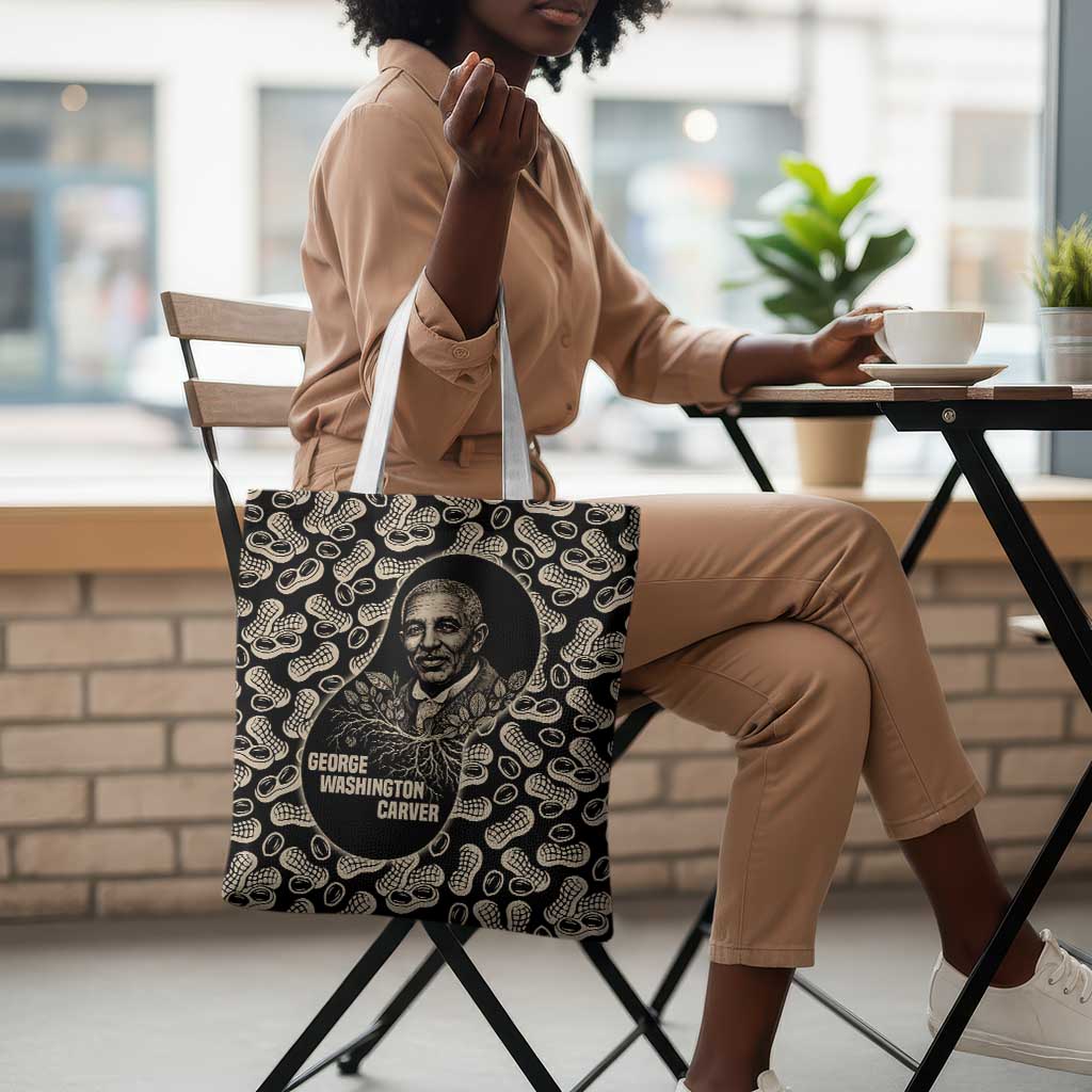 George Washington Carver Tote Bag Peanut From Soil Comes Knowledge Quote and Agricultural Roots - African Pride