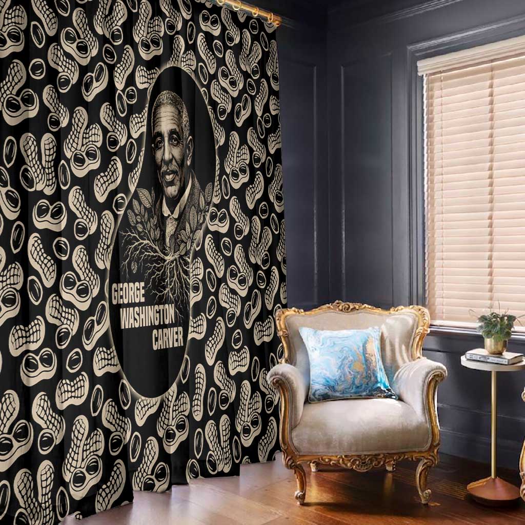 George Washington Carver Window Curtain Peanut From Soil Comes Knowledge Quote and Agricultural Roots - African Pride