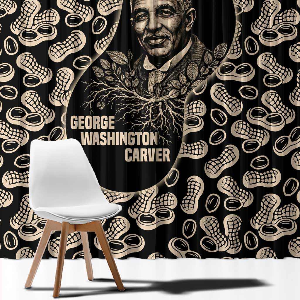 George Washington Carver Window Curtain Peanut From Soil Comes Knowledge Quote and Agricultural Roots - African Pride