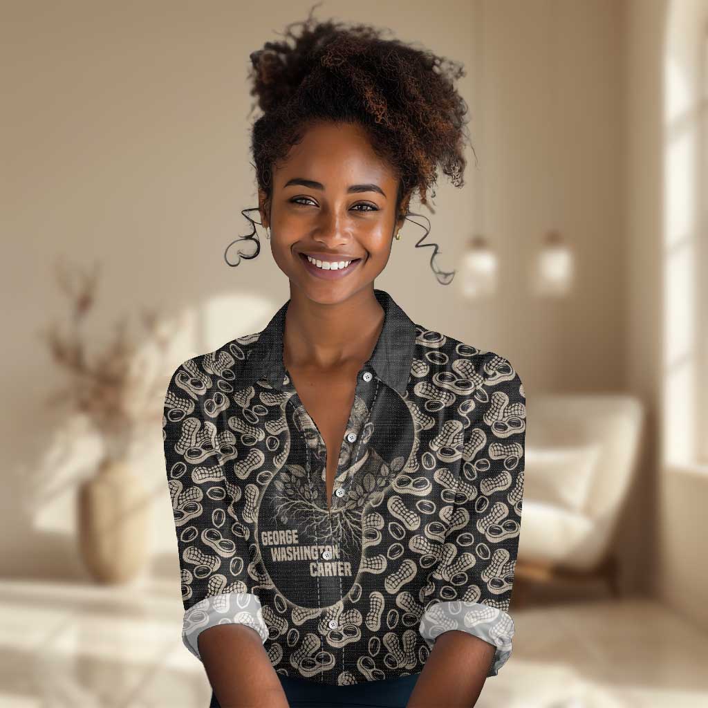 George Washington Carver Women Casual Shirt Peanut From Soil Comes Knowledge Quote and Agricultural Roots - African Pride