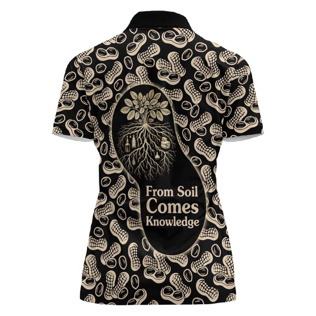 George Washington Carver Women Polo Shirt Peanut From Soil Comes Knowledge Quote and Agricultural Roots - African Pride