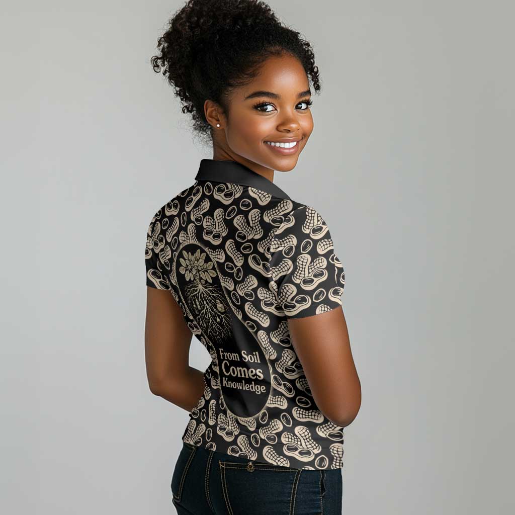 George Washington Carver Women Polo Shirt Peanut From Soil Comes Knowledge Quote and Agricultural Roots - African Pride