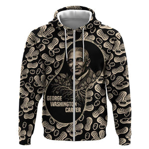 George Washington Carver Zip Hoodie Peanut From Soil Comes Knowledge Quote and Agricultural Roots - African Pride