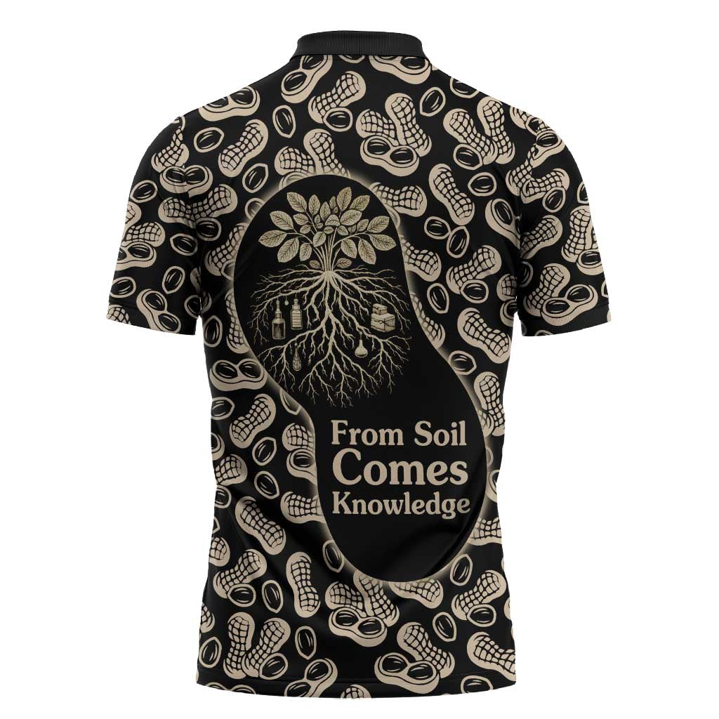 George Washington Carver Zipper Polo Shirt Peanut From Soil Comes Knowledge Quote and Agricultural Roots - African Pride