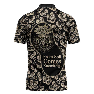 George Washington Carver Zipper Polo Shirt Peanut From Soil Comes Knowledge Quote and Agricultural Roots - African Pride