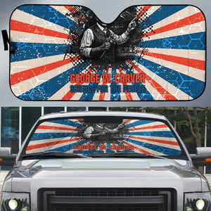George Washington Carver Auto Sun Shade with Science Teaching Scene, Education Is the Key Quote - African Pride