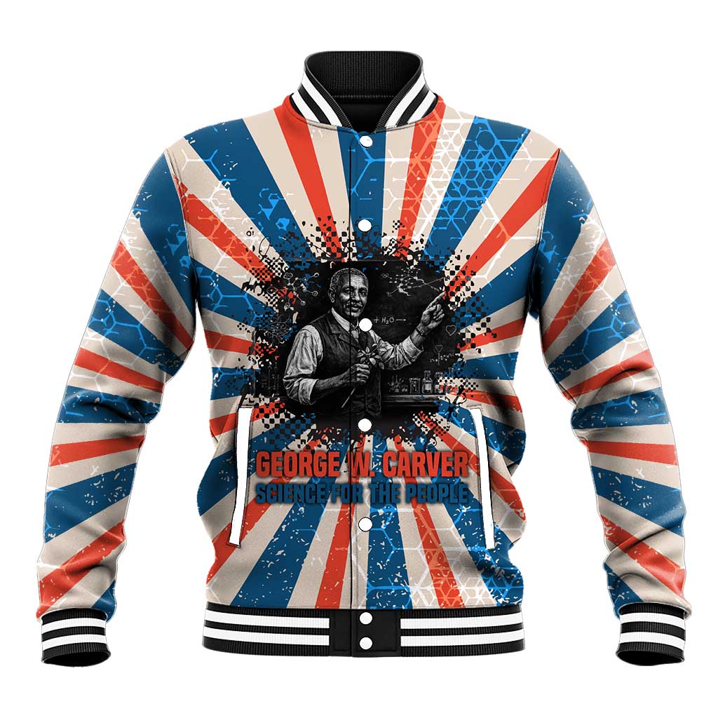 George Washington Carver Baseball Jacket with Science Teaching Scene, Education Is the Key Quote - African Pride