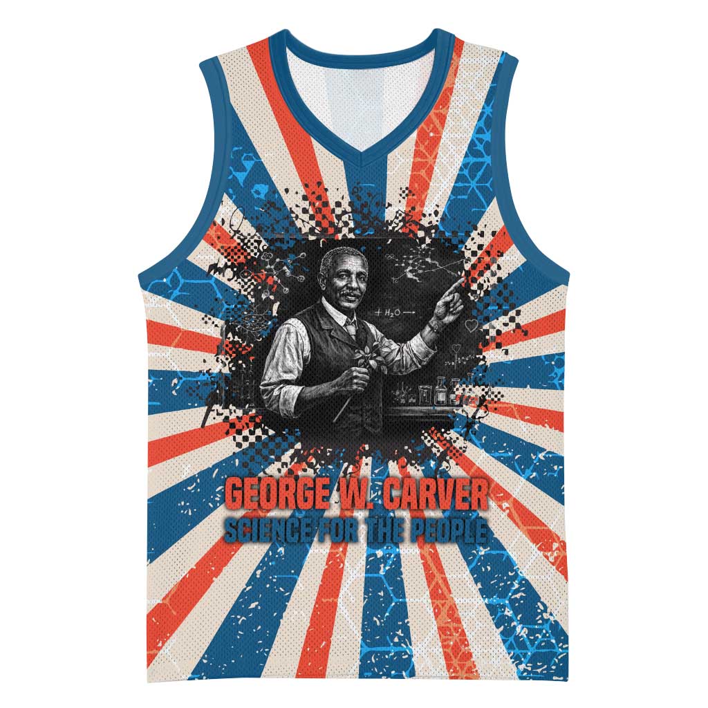 George Washington Carver Basketball Jersey with Science Teaching Scene, Education Is the Key Quote - African Pride
