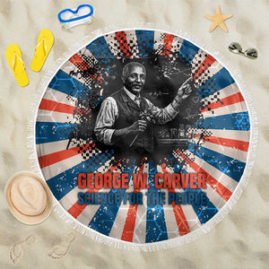 George Washington Carver Beach Blanket with Science Teaching Scene, Education Is the Key Quote - African Pride