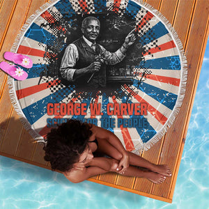 George Washington Carver Beach Blanket with Science Teaching Scene, Education Is the Key Quote - African Pride