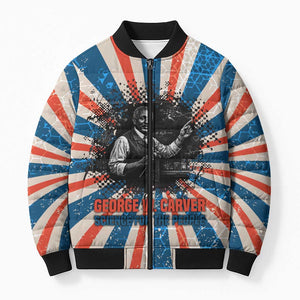 George Washington Carver Bomber Puffer Jacket with Science Teaching Scene, Education Is the Key Quote - African Pride