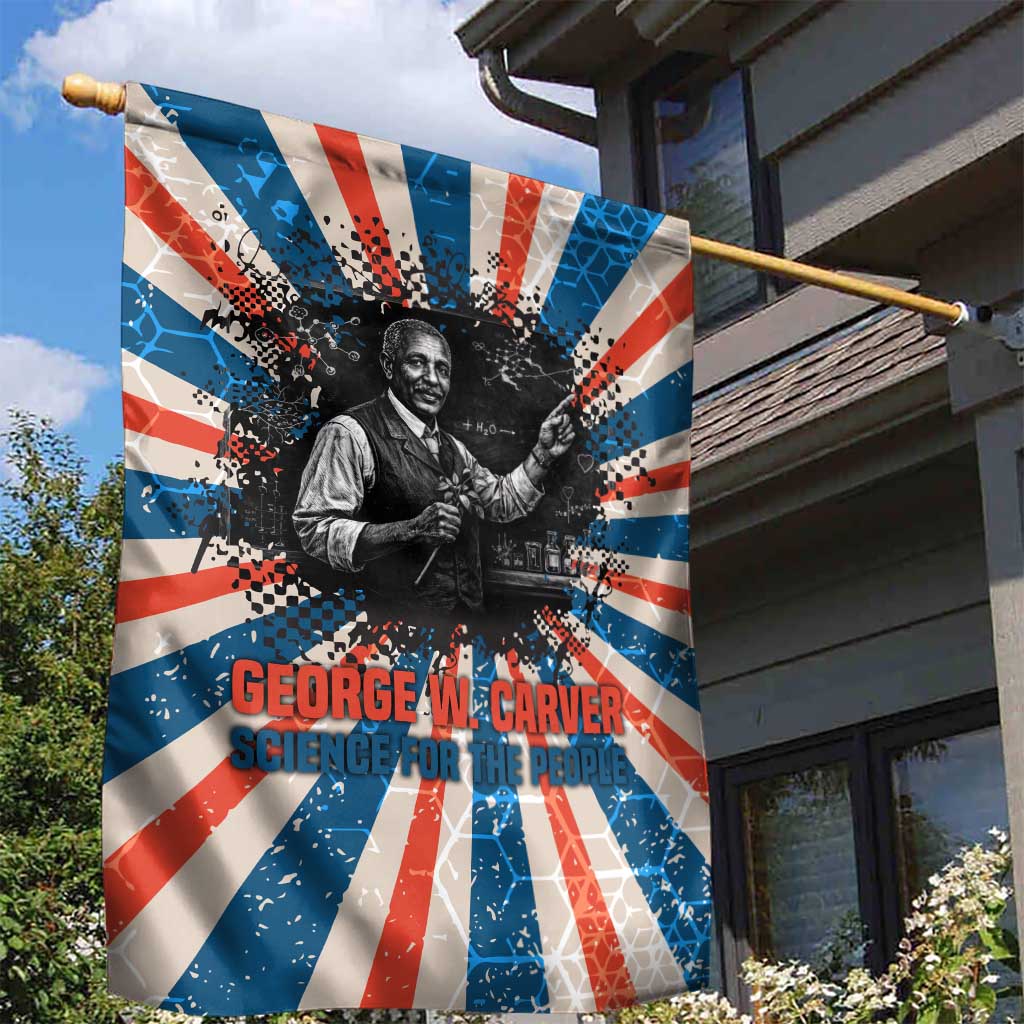 George Washington Carver Garden Flag with Science Teaching Scene, Education Is the Key Quote - African Pride