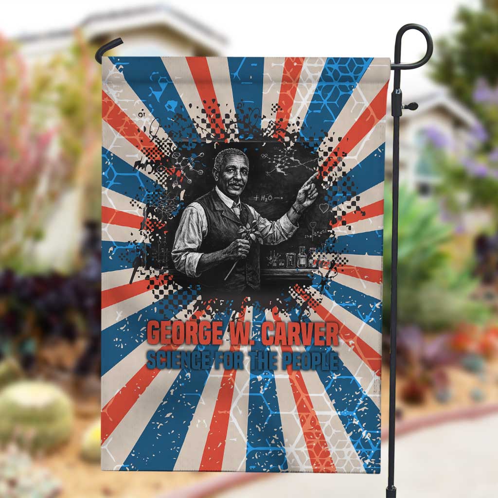 George Washington Carver Garden Flag with Science Teaching Scene, Education Is the Key Quote - African Pride