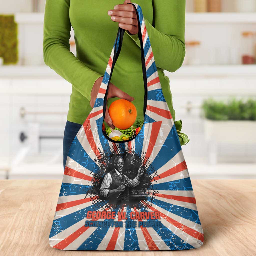 George Washington Carver Grocery Bag with Science Teaching Scene, Education Is the Key Quote - African Pride