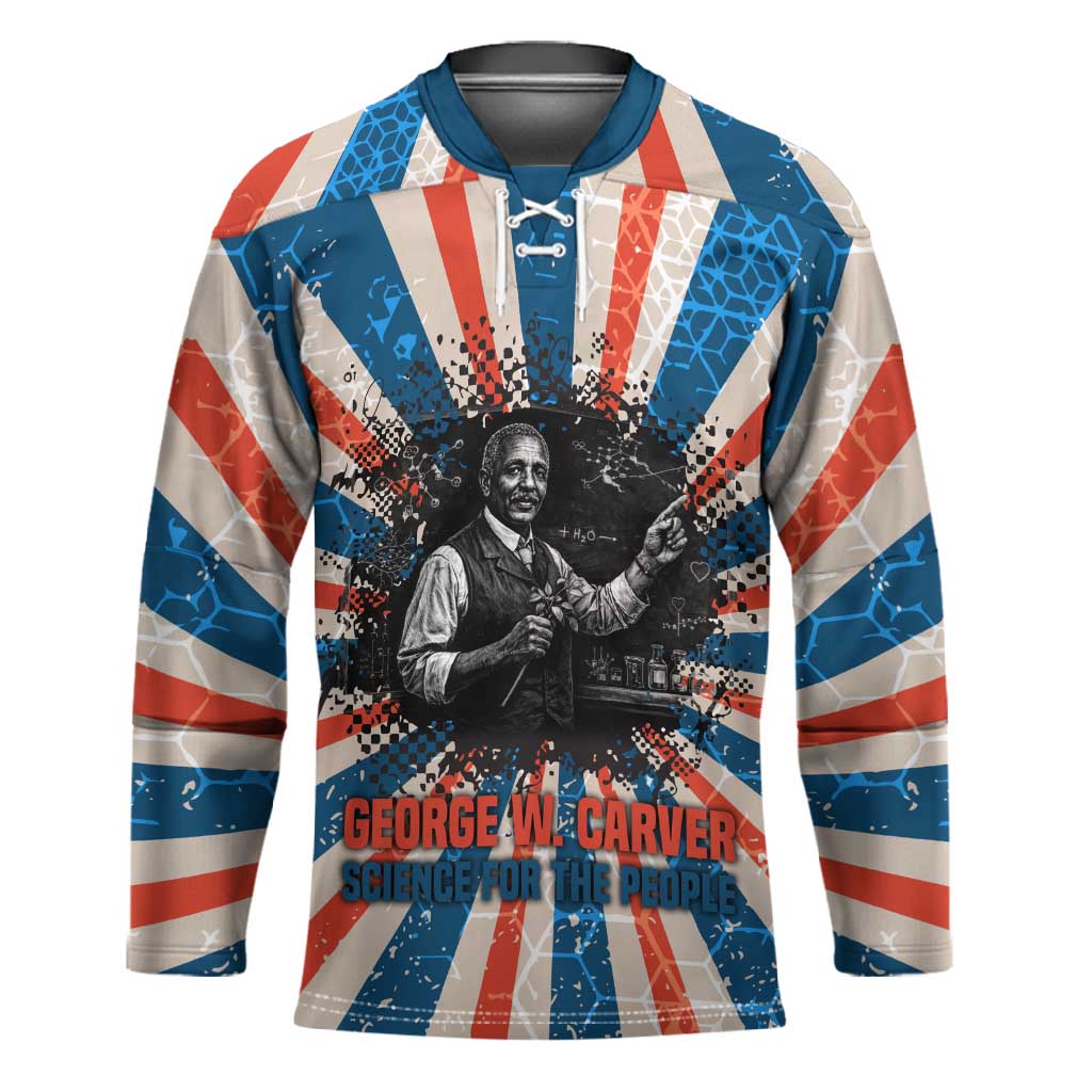 George Washington Carver Hockey Jersey with Science Teaching Scene, Education Is the Key Quote - African Pride