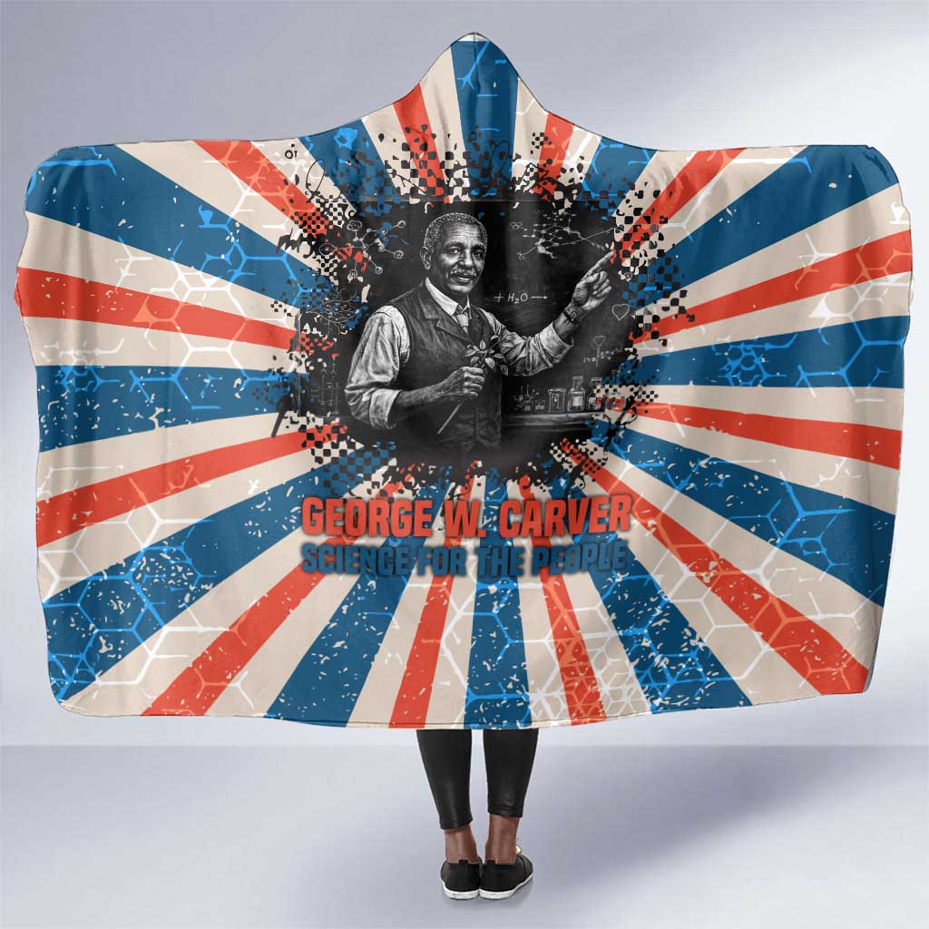 George Washington Carver Hooded Blanket with Science Teaching Scene, Education Is the Key Quote - African Pride