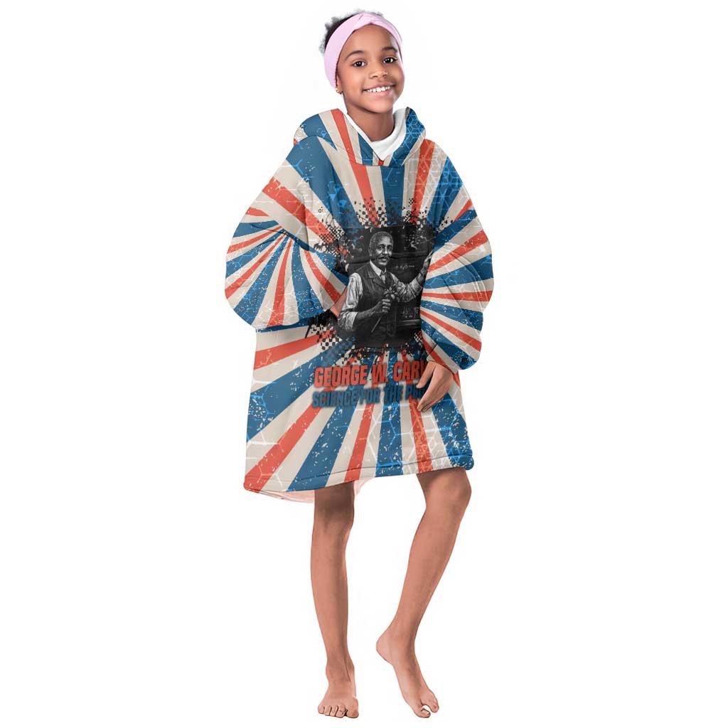 George Washington Carver Kid Wearable Blanket Hoodie with Science Teaching Scene, Education Is the Key Quote - African Pride