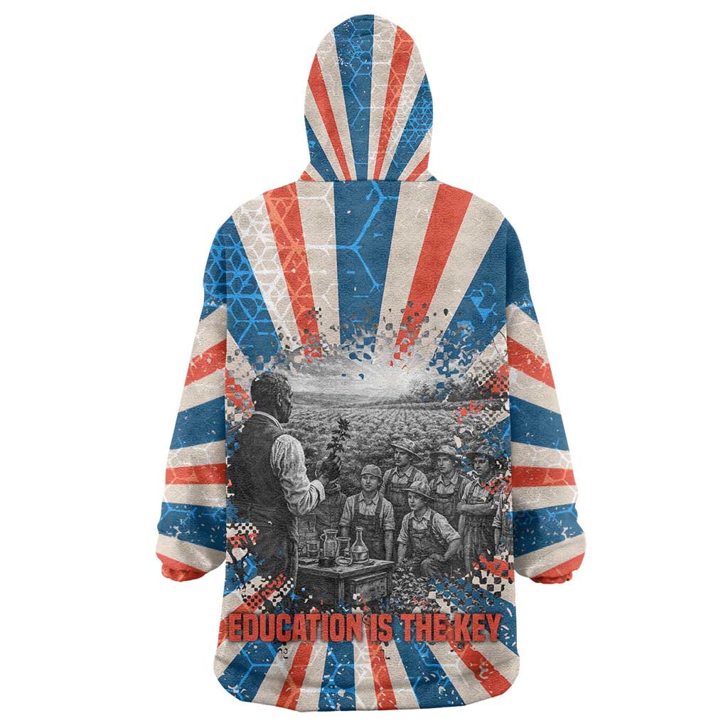 George Washington Carver Kid Wearable Blanket Hoodie with Science Teaching Scene, Education Is the Key Quote - African Pride