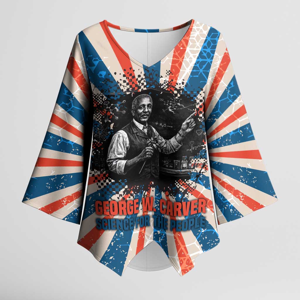 George Washington Carver Kimono Sleeve Blouse with Science Teaching Scene, Education Is the Key Quote - African Pride