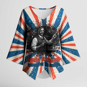 George Washington Carver Kimono Sleeve Blouse with Science Teaching Scene, Education Is the Key Quote - African Pride